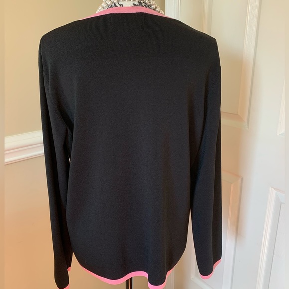 SAG Harbor- women’s button up cardigan, black and pink, size XL - Picture 5 of 9